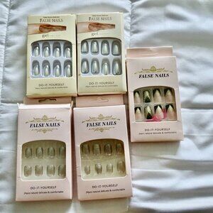 5 packages of NEW Glue or Press on Nails
